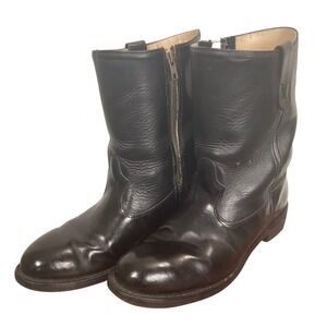 Double H Ranchwell Boots Mens  9 Black Leather Side Zip Motorcycle Oil Resist
